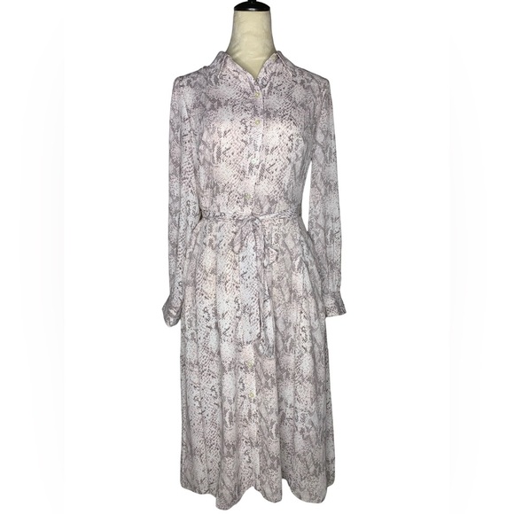 Loft Snake Print Button Front Belted Dress - Picture 2 of 6